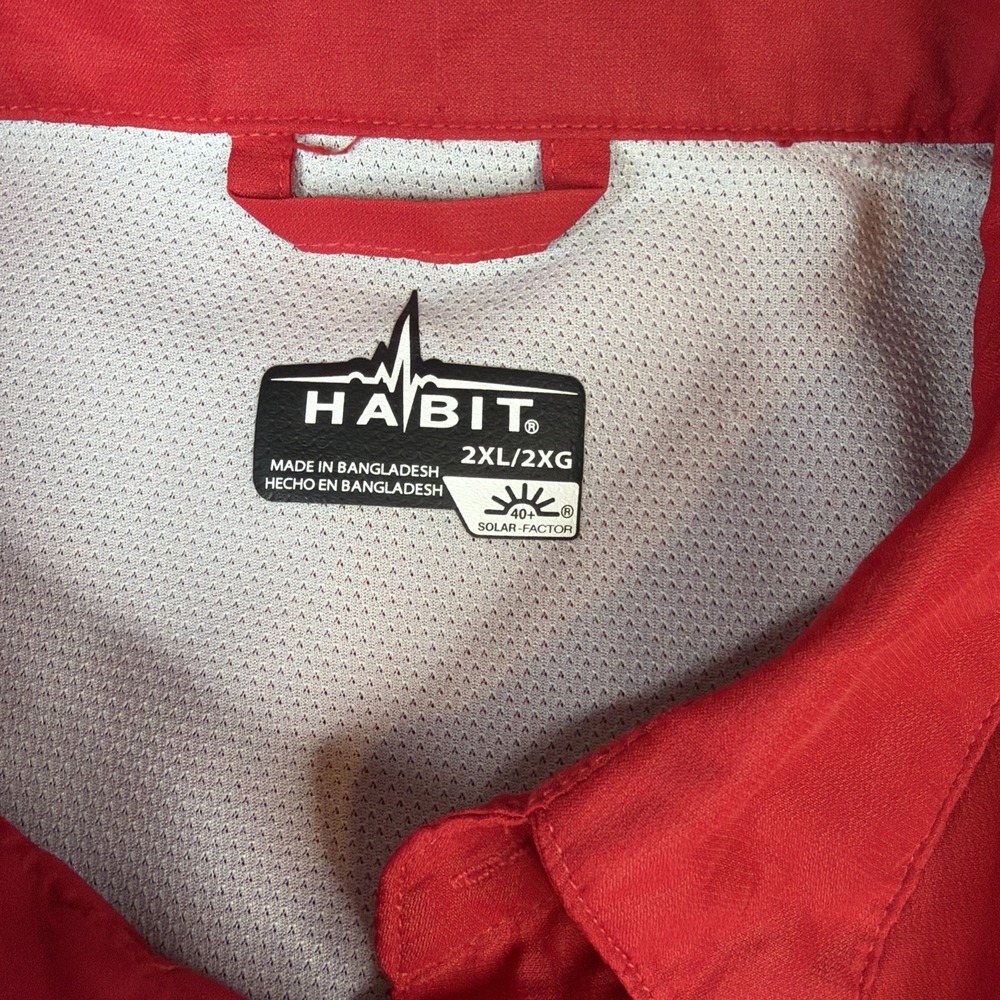 Habit Men's Fishing Shirt 2XL Brick Red Short Sleeve Vented UPF 40 Button Up - Picture 3 of 10